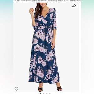 Floral Print Fixed Wrap Dress- Size M